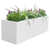 Metal Designer Planter Box 900 x 300 x 300mm Vibrant White - Front View