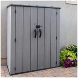 Lifetime Vertical Shed With Shelves - Rear View