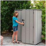 Lifetime Vertical Shed With Shelves - Close-Up Angle