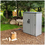 Lifetime Vertical Shed With Shelves - Low Angle