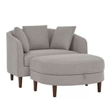 Accent Chair with Storage Ottoman - Close-Up Angle