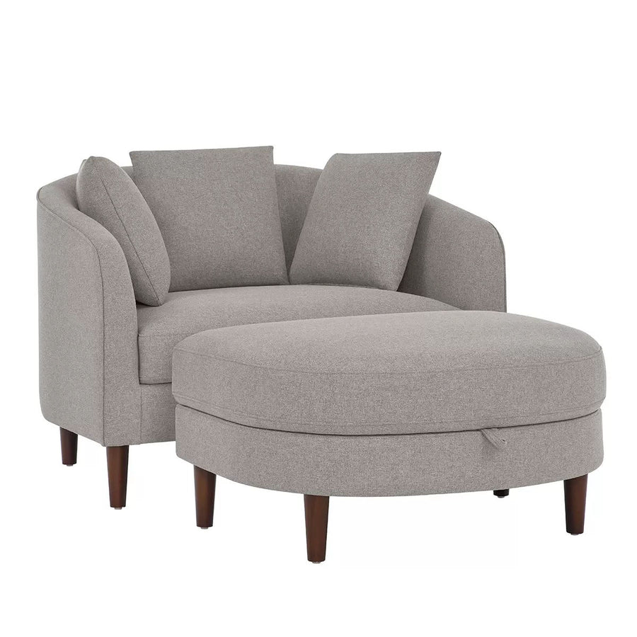 Accent Chair with Storage Ottoman