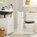Wooden Bathroom Storage Cabinet, White - Front View