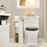 Wooden Bathroom Storage Cabinet, White - Side View