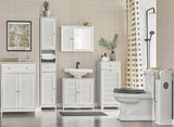 Wooden Bathroom Storage Cabinet, White - Top-Down View