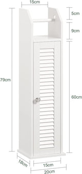 Wooden Bathroom Storage Cabinet, White - 45-Degree Angle