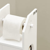 Wooden Bathroom Storage Cabinet, White - Rear View