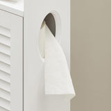 Wooden Bathroom Storage Cabinet, White - Close-Up Angle