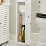 Wooden Bathroom Storage Cabinet, White - Low Angle