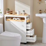 Slim Rolling Storage Cabinet with Tray and Drawers - Front View