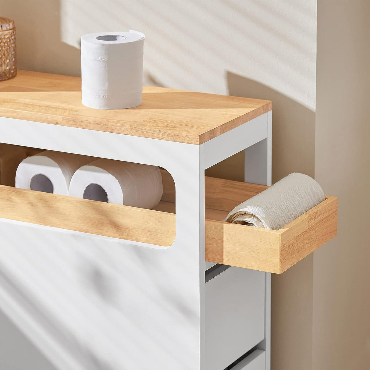 Slim Rolling Storage Cabinet with Tray and Drawers