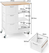 Kitchen Island on Wheels with Storage - Side View