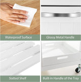 Kitchen Island on Wheels with Storage - Close-Up Angle