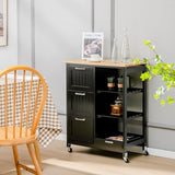Kitchen Island Cart with Storage, Drawers, Shelves - Front View