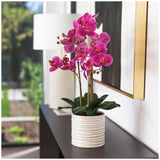 Artificial Orchid With Ribbed Pot 67cm Pink - Front View