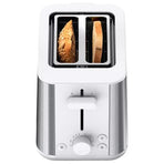 Toaster White 2-Slot with Integrated Bun Warmer and 8 Browning Settings