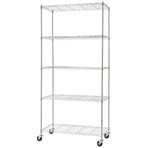 Chrome 5 Tier Shelving Rack - Adjustable, Tool-Free Assembly, 113.4 kg Capacity per Shelf