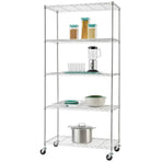 Chrome 5 Tier Shelving Rack - Adjustable, Tool-Free Assembly, 113.4 kg Capacity per Shelf