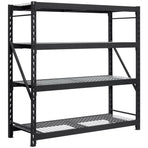Black Industrial Rack with Interlocking Wire Deck, Heavy Duty Steel Construction
