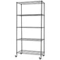 5 Tier Black Shelving Rack - Adjustable, No Tools Required, 113.4kg Capacity