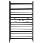 Set of 2 Black Matte Stackable Shoe Rack, 8-Tier Vertical Tower, Grey