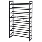 Set of 2 Black Matte Stackable Shoe Rack, 8-Tier Vertical Tower, Grey