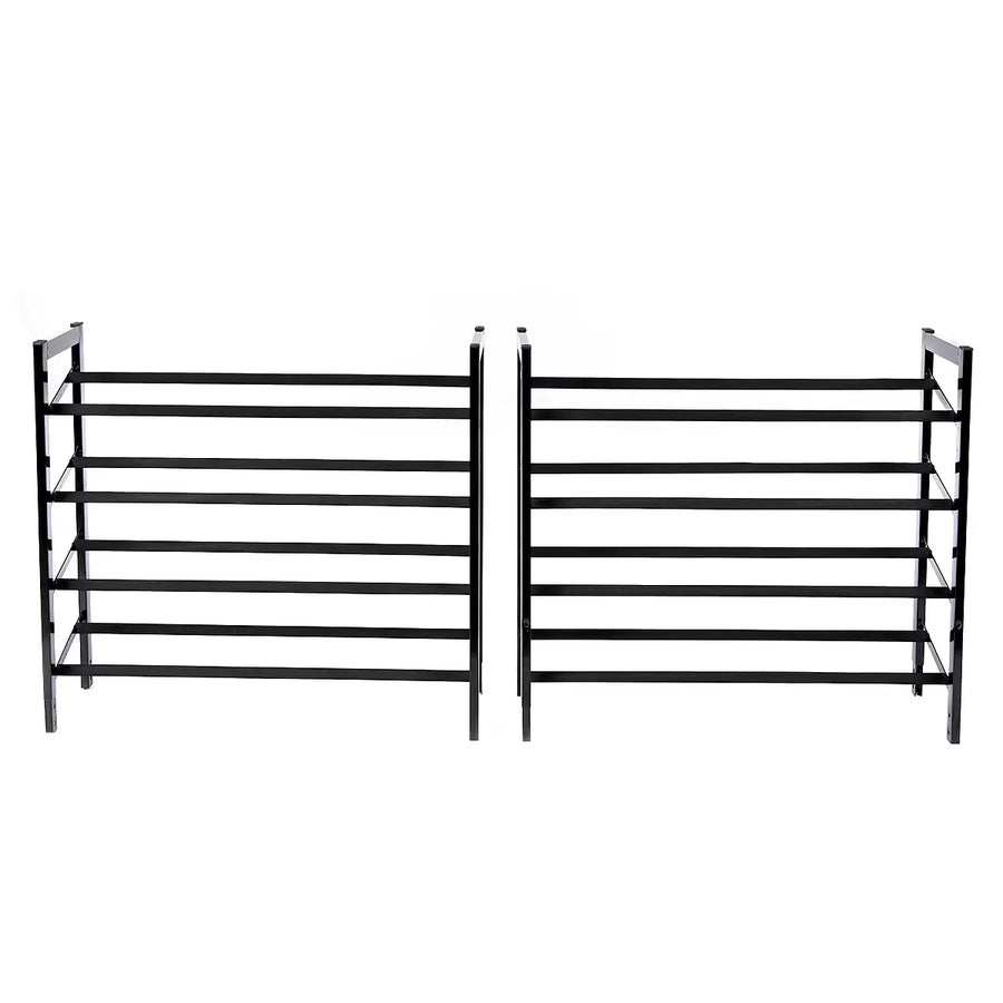 Set of 2 Black Matte Stackable Shoe Rack, 8-Tier Vertical Tower, Grey