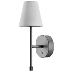 LED Wall Sconce Wireless Light 2-Pack - Black Finish with White Fabric Shade