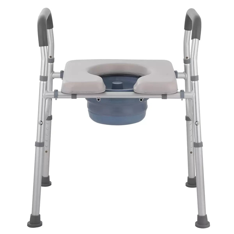 White Heavy Duty Bedside Commode, Raised Toilet Seat, Shower Chair, Adjustable Height 75.5-88cm