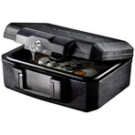 Black Privacy Lock Fire Chest with Carrying Handle for Secure Storage
