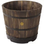 Burnt Oak 37cm Wooden Barrel Planter 6 Pack - Durable Composite for Flowering Plants