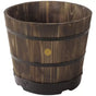 Burnt Oak Wooden Barrel Planter 46 x 34cm, 6 Pack - Durable Composite Design for Flowering Plants