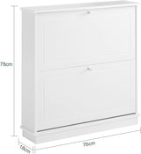 2 Drawer Shoe Cabinet Storage Unit - 45-Degree Angle