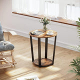 Industrial Iron Frame Round Coffee Table - Front View