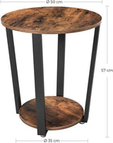 Industrial Iron Frame Round Coffee Table - Side View