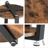 Industrial Iron Frame Round Coffee Table - Top-Down View