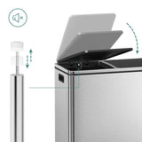 Dual Kitchen Bin, 2 x 30L, Silver - Front View