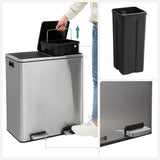 Dual Kitchen Bin, 2 x 30L, Silver - Side View