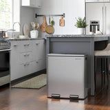 Dual Kitchen Bin, 2 x 30L, Silver - 45-Degree Angle