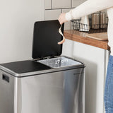 Dual Kitchen Bin, 2 x 30L, Silver - Rear View