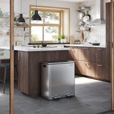Dual Kitchen Bin, 2 x 30L, Silver - Close-Up Angle