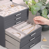 Jewellery Grey Box, 6 Layers,  5 Drawers - 45-Degree Angle