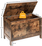 Wooden Sturdy Entryway Storage Bench with Safety Hinge - Side View