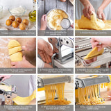 Pasta Maker Manual Steel Machine with 8 Adjustable Thickness Settings - Rear View