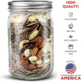 12 Pieces Canning Jars - 480ml Mason Jar Empty Glass Spice Bottles with Airtight Lids and Labels - 45-Degree Angle