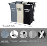 3 in 1 Large 135L Laundry Clothes Hamper Basket with Waterproof bags and Aluminum Frame (Multi) - Front View