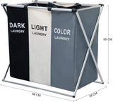 3 in 1 Large 135L Laundry Clothes Hamper Basket with Waterproof bags and Aluminum Frame (Multi) - Side View
