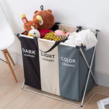 3 in 1 Large 135L Laundry Clothes Hamper Basket with Waterproof bags and Aluminum Frame (Multi) - Close-Up Angle