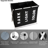 3 in 1 Large 135L Laundry Clothes Hamper Basket with Waterproof bags and Aluminum Frame (Black) - Side View