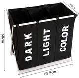 3 in 1 Large 135L Laundry Clothes Hamper Basket with Waterproof bags and Aluminum Frame (Black) - Top-Down View